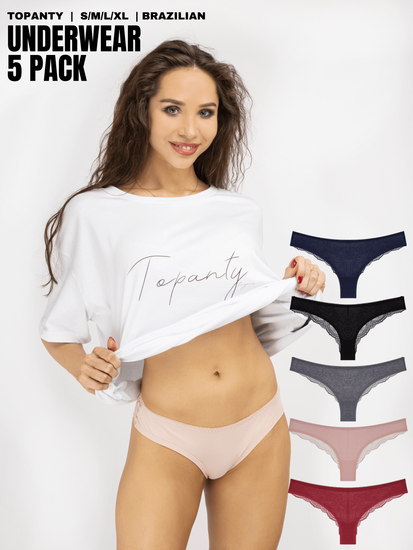 Набор женских трусиков TOPANTY 1002, BRAZILIAN, 5 шт/уп